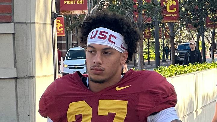 USC Trojans redshirt freshman running back Riley Wormley USC Trojans redshirt freshman running back Riley Wormley