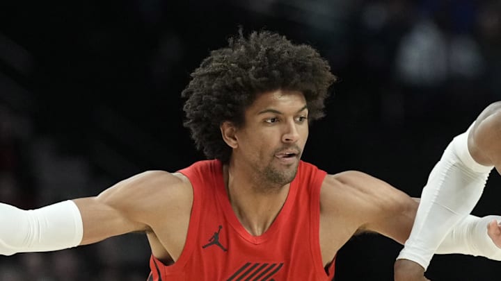 Oklahoma City Thunder point guard Shai Gilgeous-Alexander (2) dribbles the ball while defended by Portland Trail Blazers shooting guard Matisse Thybulle (4) during the second half at Moda Center. Oklahoma City Thunder point guard Shai Gilgeous-Alexander (2) dribbles the ball while defended by Portland Trail Blazers shooting guard Matisse Thybulle (4) during the second half at Moda Center.