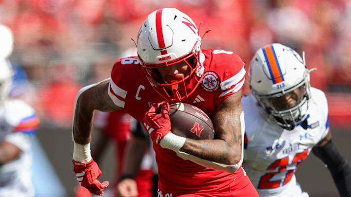 Nebraska wide receiver Dane Key makes a catch and run for the 39-yard touchdown against Houston Christian.