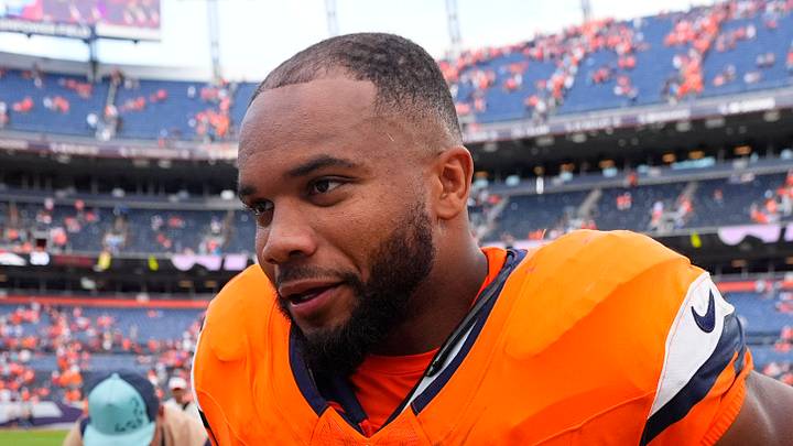 Denver Broncos running back J.K. Dobbins Denver Broncos running back J.K. Dobbins