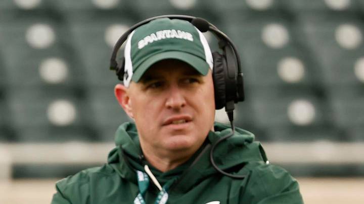 April 18, 2026; East Lansing, Mich.; Michigan State Spartans head coach Pat Fitzgerald patrols the field during his team's "Spring Showcase" at Spartan Stadium. April 18, 2026; East Lansing, Mich.; Michigan State Spartans head coach Pat Fitzgerald patrols the field during his team's "Spring Showcase" at Spartan Stadium.