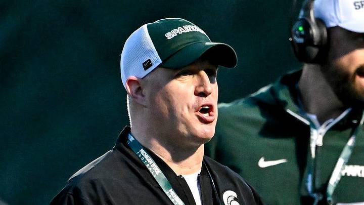 Michigan State head coach Pat Fitzgerald instructs players during spring football practice on Tuesday, April 14, 2026, in East Lansing. Michigan State head coach Pat Fitzgerald instructs players during spring football practice on Tuesday, April 14, 2026, in East Lansing.