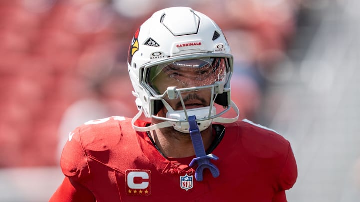 September 21, 2025; Santa Clara, California, USA; Arizona Cardinals running back James Conner (6) before the game against the San Francisco 49ers at Levi's Stadium. Mandatory Credit: Kyle Terada-Imagn Images