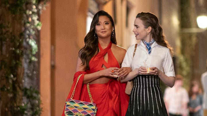 Emily in Paris. (L to R) Ashley Park as Mindy, Lily Collins as Emily in episode 410 of Emily in Paris