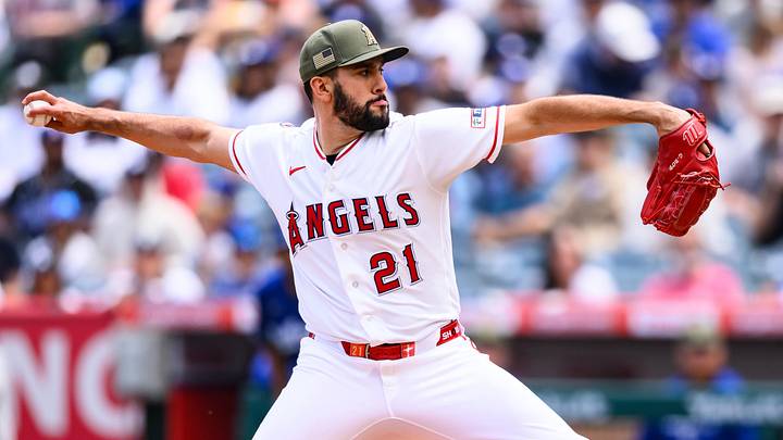 Los Angeles Angels pitcher Grayson Rodriguez (21) delivers during the first inning against the Los Angeles Dodgers at Angel Stadium. 