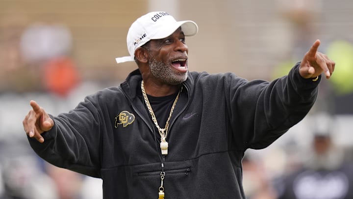 Oct 11, 2025; Boulder, Colorado, USA; Colorado Buffaloes head coach Deion Sanders before the game against the Iowa State Cyclones at Folsom Field. Mandatory Credit: Ron Chenoy-Imagn Images Oct 11, 2025; Boulder, Colorado, USA; Colorado Buffaloes head coach Deion Sanders before the game against the Iowa State Cyclones at Folsom Field. Mandatory Credit: Ron Chenoy-Imagn Images