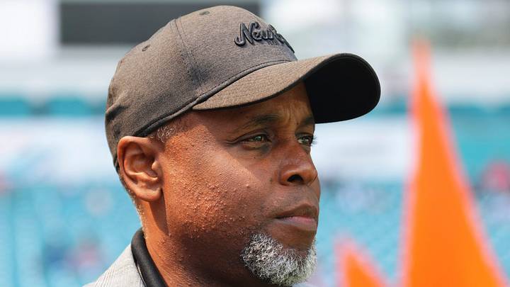 Former Miami Dolphins general manger Chris Grier enters the field prior to a game between the Dolphins and Chargers