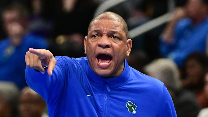 Milwaukee Bucks head coach Doc Rivers reacts against the Indiana Pacers at Fiserv Forum on November 22, 2024.