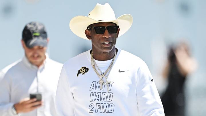 Jul 30, 2026; Berea, OH, USA; Former NFL player Deion Sanders arrives at Cleveland Browns training camp at CrossCountry Mortgage Campus. Mandatory Credit: Ken Blaze-Imagn Images