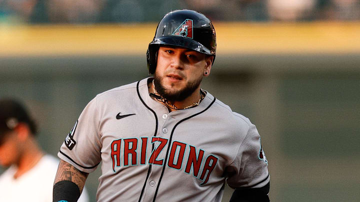 Aug 14, 2025; Denver, Colorado, USA; Arizona Diamondbacks catcher Jose Herrera (11) rounds the bases on a two run home run in the second inning against the Colorado Rockies at Coors Field. Mandatory Credit: Isaiah J. Downing-Imagn Images