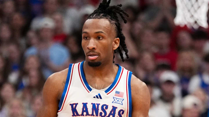 Feb 21, 2026; Lawrence, Kansas, USA; Kansas Jayhawks guard Darryn Peterson (22) dribbles the ball against the Cincinnati Bearcats during the first half of the game at Allen Fieldhouse. Mandatory Credit: Denny Medley-Imagn Images Feb 21, 2026; Lawrence, Kansas, USA; Kansas Jayhawks guard Darryn Peterson (22) dribbles the ball against the Cincinnati Bearcats during the first half of the game at Allen Fieldhouse. Mandatory Credit: Denny Medley-Imagn Images