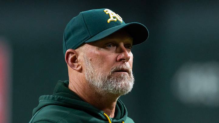 Jul 21, 2026; Phoenix, Arizona, USA; Athletics manager Mark Kotsay against the Arizona Diamondbacks at Chase Field. Mandatory Credit: Mark J. Rebilas-Imagn Images