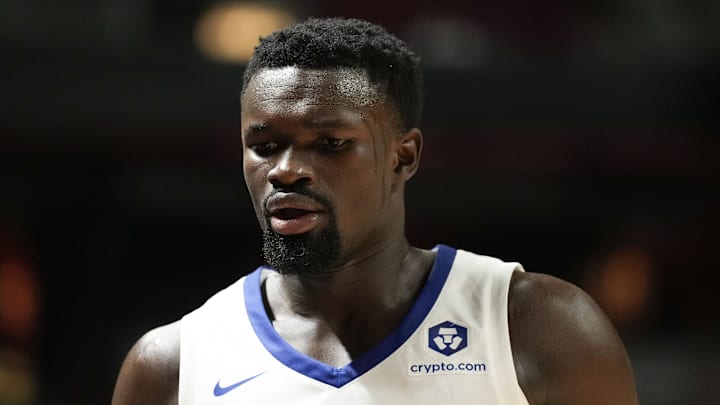 Jul 10, 2025; Las Vegas, NV, USA; Philadelphia 76ers forward/center Adem Bona (30) looks on in the first quarter of their game against the San Antonio Spurs at Thomas & Mack Center. Mandatory Credit: Candice Ward-Imagn Images