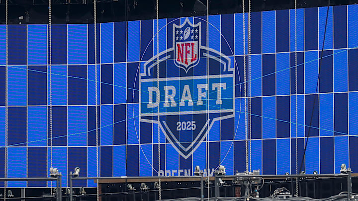 A video board displays the 2025 NFL Draft logo as the NFL Draft Theater is under construction on Thursday, April 17, 2025, at Lambeau Field in Green Bay, WI. The 2025 NFL Draft will be held April 24-26. A video board displays the 2025 NFL Draft logo as the NFL Draft Theater is under construction on Thursday, April 17, 2025, at Lambeau Field in Green Bay, WI. The 2025 NFL Draft will be held April 24-26.