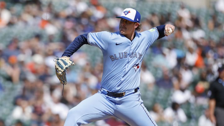 Jul 27, 2025; Detroit, Michigan, USA; Toronto Blue Jays pitcher Justin Bruihl (58) pitches in the eighth inning against the Detroit Tigers at Comerica Park. Mandatory Credit: Rick Osentoski-Imagn Images Jul 27, 2025; Detroit, Michigan, USA; Toronto Blue Jays pitcher Justin Bruihl (58) pitches in the eighth inning against the Detroit Tigers at Comerica Park. Mandatory Credit: Rick Osentoski-Imagn Images