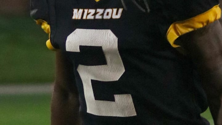 Aug.17, 2024; Columbia, Missouri, USA; Missouri Tigers wide receiver (2) Marquis Johnson runs off the field after the team's annual fan night practice at Faurot Field. Aug.17, 2024; Columbia, Missouri, USA; Missouri Tigers wide receiver (2) Marquis Johnson runs off the field after the team's annual fan night practice at Faurot Field.
