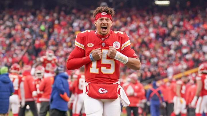 Dec 31, 2023; Kansas City, Missouri, USA; Kansas City Chiefs quarterback Patrick Mahomes (15)