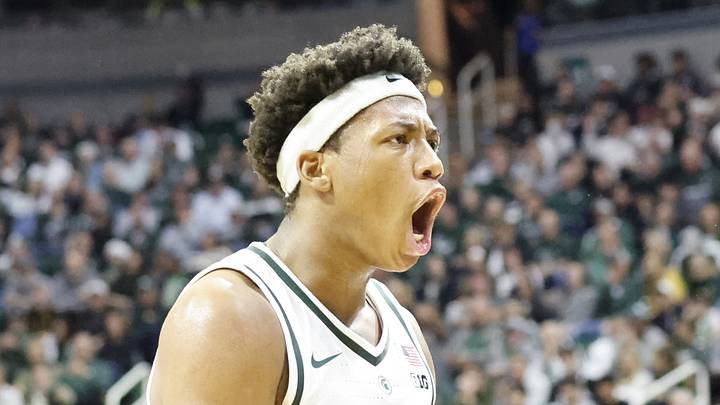 Michigan State Spartans guard Jeremy Fears Jr. yells to the crowd during a game at the Breslin Center against the Iowa Hawkeyes on Tuesday, Dec. 2, 2025. Michigan State Spartans guard Jeremy Fears Jr. yells to the crowd during a game at the Breslin Center against the Iowa Hawkeyes on Tuesday, Dec. 2, 2025.