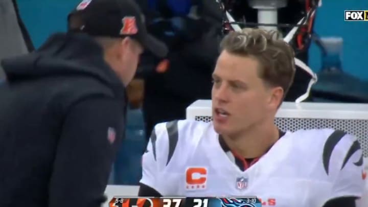 Burrow and Taylor engaged in a conversation during the fourth quarter of the Bengals' Week 15 game
