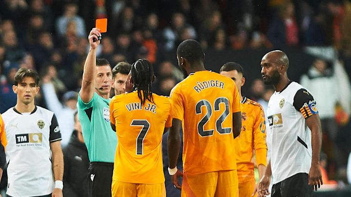 Vinícius Júnior received a straight red card against Valencia.