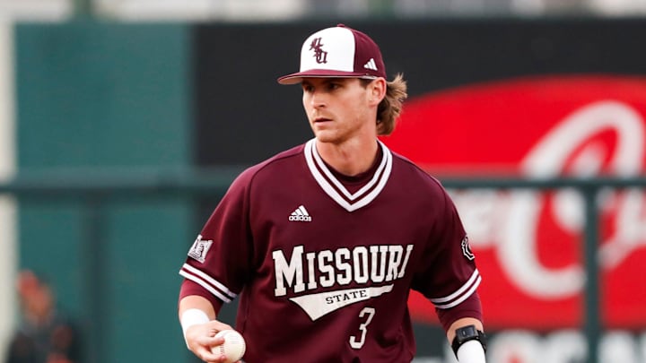 Missouri State second baseman Nick Rodriguez as the Bears took on the Oklahoma State Cowboys at Hammons Field on Tuesday, April 1, 2025