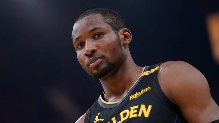 May 12, 2025; San Francisco, California, USA; Golden State Warriors forward Jonathan Kuminga (00) stands on the court before a play against the Minnesota Timberwolves in the second quarter during game four of the second round for the 2025 NBA Playoffs at Chase Center. Mandatory Credit: Cary Edmondson-Imagn Images