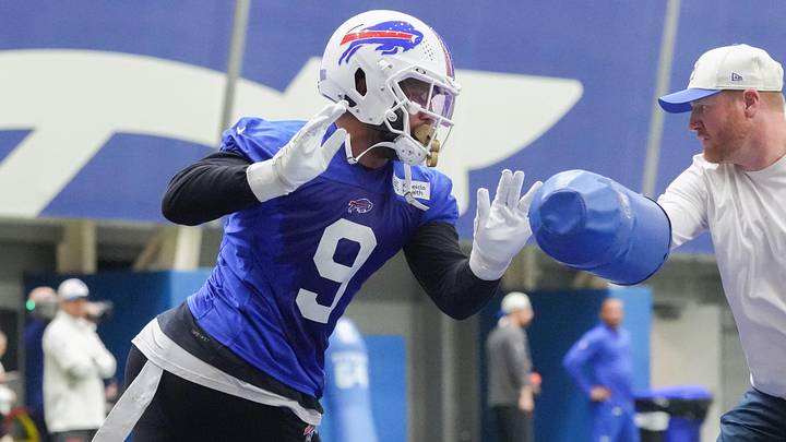 Buffalo Bills linebacker Bradley Chubb (9) trains during Buffalo Bills Minicamp. Buffalo Bills linebacker Bradley Chubb (9) trains during Buffalo Bills Minicamp.