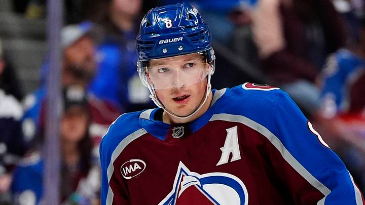 Apr 16, 2026; Denver, Colorado, USA; Colorado Avalanche defenseman Cale Makar (8) during the first period against the Seattle Kraken at Ball Arena. Mandatory Credit: Ron Chenoy-Imagn Images Apr 16, 2026; Denver, Colorado, USA; Colorado Avalanche defenseman Cale Makar (8) during the first period against the Seattle Kraken at Ball Arena. Mandatory Credit: Ron Chenoy-Imagn Images