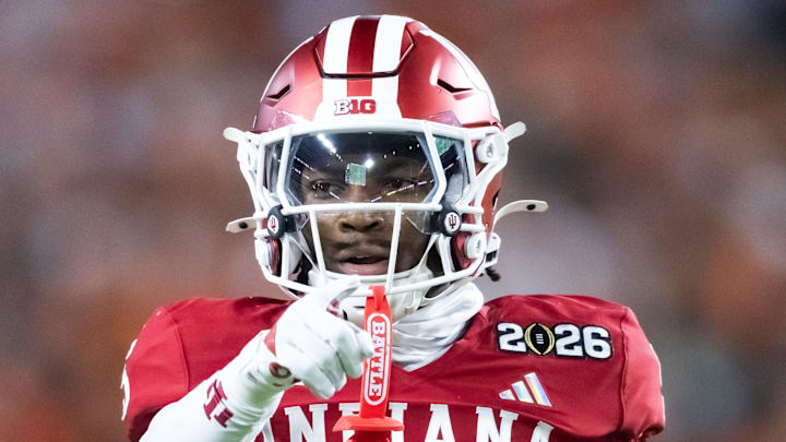 Jan 19, 2026; Miami Gardens, FL, USA; Indiana Hoosiers defensive back D'Angelo Ponds (5) against the Miami Hurricanes in the College Football Playoff National Championship game at Hard Rock Stadium. Mandatory Credit: Mark J. Rebilas-Imagn Images Jan 19, 2026; Miami Gardens, FL, USA; Indiana Hoosiers defensive back D'Angelo Ponds (5) against the Miami Hurricanes in the College Football Playoff National Championship game at Hard Rock Stadium. Mandatory Credit: Mark J. Rebilas-Imagn Images