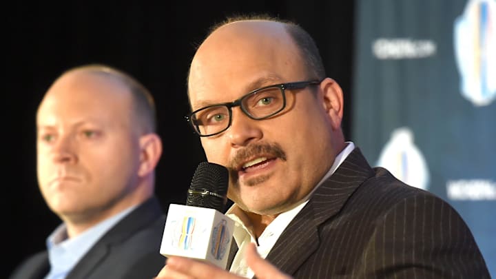 Mar 2, 2016; Toronto, Ontario, Canada; Team North America general manager Peter Chiarelli gestures as he speaks to media while associate general manager Stan Bowman listens during a press conference for the upcoming 2016 World Cup of Hockey at Intercontinental Hotel. Mandatory Credit: Dan Hamilton-Imagn Images Mar 2, 2016; Toronto, Ontario, Canada; Team North America general manager Peter Chiarelli gestures as he speaks to media while associate general manager Stan Bowman listens during a press conference for the upcoming 2016 World Cup of Hockey at Intercontinental Hotel. Mandatory Credit: Dan Hamilton-Imagn Images