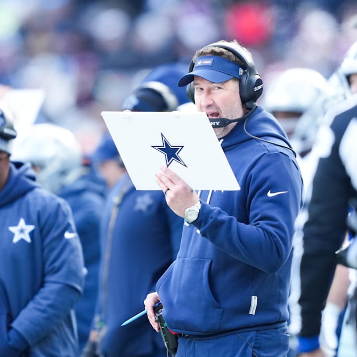 Dallas Cowboys head coach Brian Schottenheimer looks on during a game against the New York Giants at MetLife Stadium. 