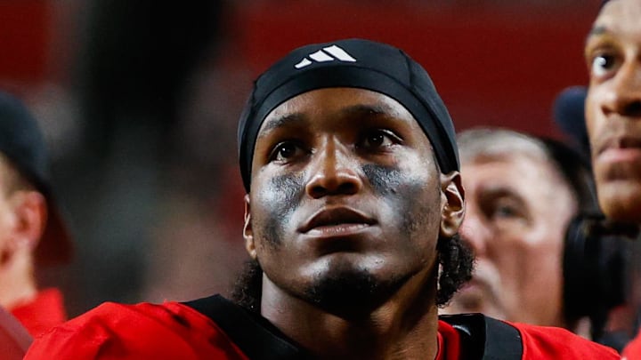 Sep 27, 2025; Raleigh, North Carolina, USA;  North Carolina State Wolfpack cornerback Devon Marshall (6) looks up to the scoreboard during the second half of the game against Virginia Tech Hokies at Carter-Finley Stadium. Mandatory Credit: Jaylynn Nash-Imagn Images