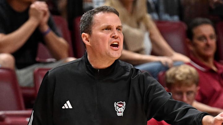 Jan 10, 2026; Tallahassee, Florida, USA; North Carolina State Wolfpack head coach Will Wade during the second half against the Florida State Seminoles at Donald L. Tucker Center. Mandatory Credit: Melina Myers-Imagn Images