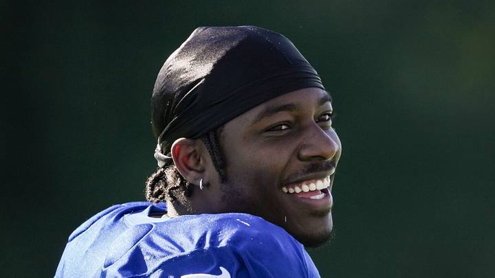 Indianapolis Colts linebacker Akeem Davis-Gaither walks up the field