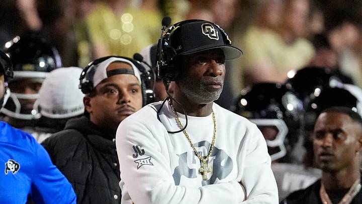 Oct 17, 2026; Boulder, Colorado, USA; Colorado Buffaloes head coach Deion Sanders on the sidelines during the first quarter against the Utah Utes at Folsom Field. Oct 17, 2026; Boulder, Colorado, USA; Colorado Buffaloes head coach Deion Sanders on the sidelines during the first quarter against the Utah Utes at Folsom Field.
