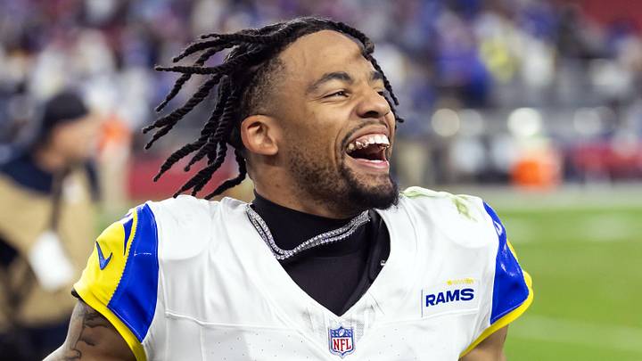 Former Los Angeles Rams cornerback Cobie Durant celebrates after defeating the Arizona Cardinals. Former Los Angeles Rams cornerback Cobie Durant celebrates after defeating the Arizona Cardinals.