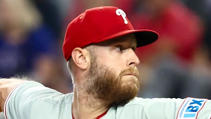 Philadelphia Phillies pitcher Zack Wheeler throws during a game against the Philadelphia Phillies on Aug. 10 at Globe Life Field.