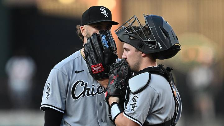 Chicago White Sox catcher Kyle Teel and pitcher Sean Burke Chicago White Sox catcher Kyle Teel and pitcher Sean Burke