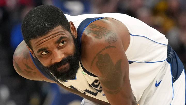 Dec 15, 2024; San Francisco, California, USA; Dallas Mavericks guard Kyrie Irving (11) reacts after suffering an injury during the fourth quarter against the Golden State Warriors at Chase Center. Mandatory Credit: Darren Yamashita-Imagn Images