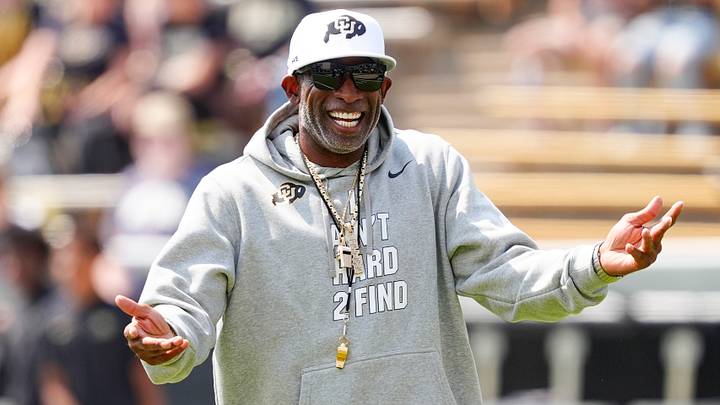 Colorado Buffaloes head coach Deion Sanders before the game against the Delaware Fighting Blue Hens at Folsom Field. Colorado Buffaloes head coach Deion Sanders before the game against the Delaware Fighting Blue Hens at Folsom Field.