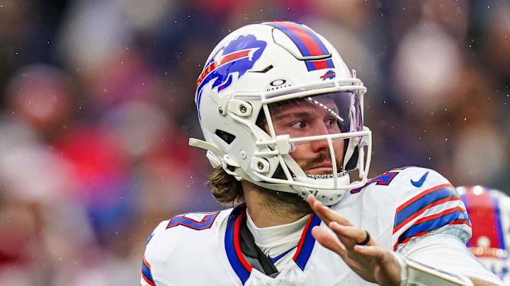 Buffalo Bills quarterback Josh Allen passes the ball against the New England Patriots. Buffalo Bills quarterback Josh Allen passes the ball against the New England Patriots.