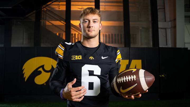 Iowa defensive back Zach Lutmer (6) stands for a portrait during Hawkeye football media day, Friday, Aug. 14, 2026, in Iowa City. Iowa defensive back Zach Lutmer (6) stands for a portrait during Hawkeye football media day, Friday, Aug. 14, 2026, in Iowa City.