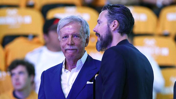 Jun 1, 2023; Denver, CO, USA; Denver Nuggets owner Stan Kroenke (left) and vice chairman Josh Kroenke before the game against the Miami Heat in game one of the 2023 NBA Finals at Ball Arena. Jun 1, 2023; Denver, CO, USA; Denver Nuggets owner Stan Kroenke (left) and vice chairman Josh Kroenke before the game against the Miami Heat in game one of the 2023 NBA Finals at Ball Arena.