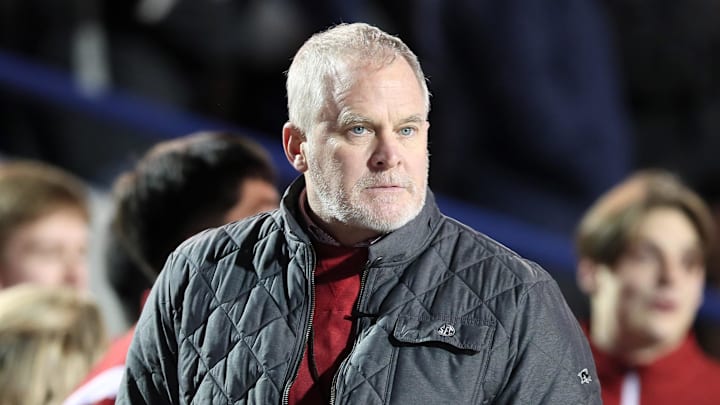 Arkansas Razorbacks Vice Chancellor and Director of Athletics Hunter Yurachek during the second overtime against the Kansas Jayhawks in the 2022 Liberty Bowl at Liberty Bowl Memorial Stadium. Arkansas won 55-53. 