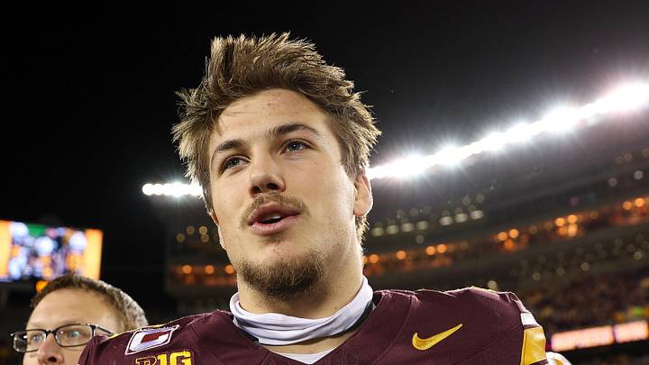 Oct 11, 2025; Minneapolis, Minnesota, USA; Minnesota Golden Gophers defensive back Koi Perich (3) reacts to his teams win after the game against the Purdue Boilermakers at Huntington Bank Stadium. Mandatory Credit: Matt Krohn-Imagn Images