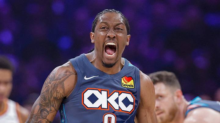 Apr 22, 2026; Oklahoma City, Oklahoma, USA; Oklahoma City Thunder guard Jalen Williams (8) screams after dunking against the Phoenix Suns in the first half during game two of the first round of the 2026 NBA Playoffs at Paycom Center. Mandatory Credit: Alonzo Adams-Imagn Images Apr 22, 2026; Oklahoma City, Oklahoma, USA; Oklahoma City Thunder guard Jalen Williams (8) screams after dunking against the Phoenix Suns in the first half during game two of the first round of the 2026 NBA Playoffs at Paycom Center. Mandatory Credit: Alonzo Adams-Imagn Images