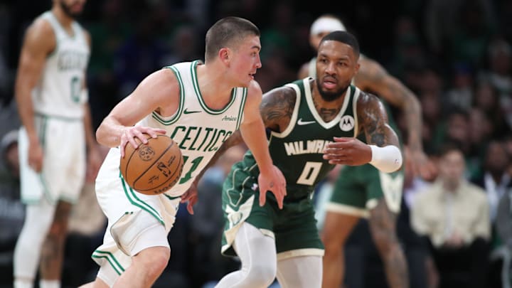 Boston Celtics, Milwaukee Bucks, Payton Pritchard, Jayson Tatum, Jaylen Brown, Giannis Antetokounmpo, Damian Lillard