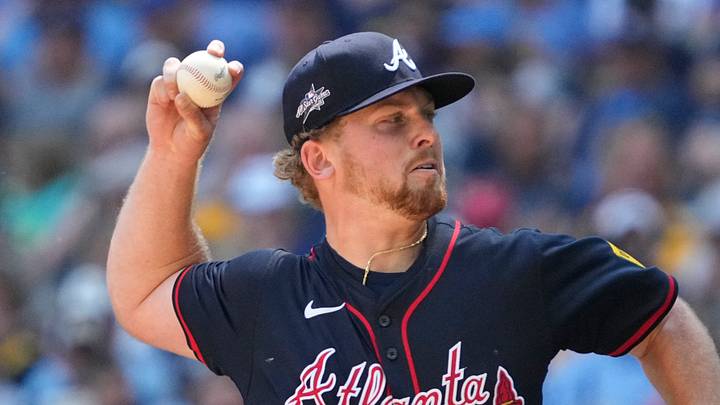 Jun 11, 2025; Milwaukee, Wisconsin, USA; Atlanta Braves pitcher Spencer Schwellenbach (56) delivers a pitch against the Milwaukee Brewers in the sixth inning at American Family Field. Mandatory Credit: Michael McLoone-Imagn Images Jun 11, 2025; Milwaukee, Wisconsin, USA; Atlanta Braves pitcher Spencer Schwellenbach (56) delivers a pitch against the Milwaukee Brewers in the sixth inning at American Family Field. Mandatory Credit: Michael McLoone-Imagn Images