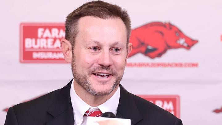 Arkansas Razorbacks coach Ryan Silverfield during his introductory press conference at Frank Broyles Center. Arkansas Razorbacks coach Ryan Silverfield during his introductory press conference at Frank Broyles Center.