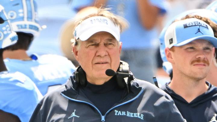 Sep 12, 2026; Chapel Hill, North Carolina, USA; North Carolina Tar Heels head coach Bill Belichick on the sidlines in the second quarter at Kenan Stadium. Mandatory Credit: Bob Donnan-Imagn Images Sep 12, 2026; Chapel Hill, North Carolina, USA; North Carolina Tar Heels head coach Bill Belichick on the sidlines in the second quarter at Kenan Stadium. Mandatory Credit: Bob Donnan-Imagn Images